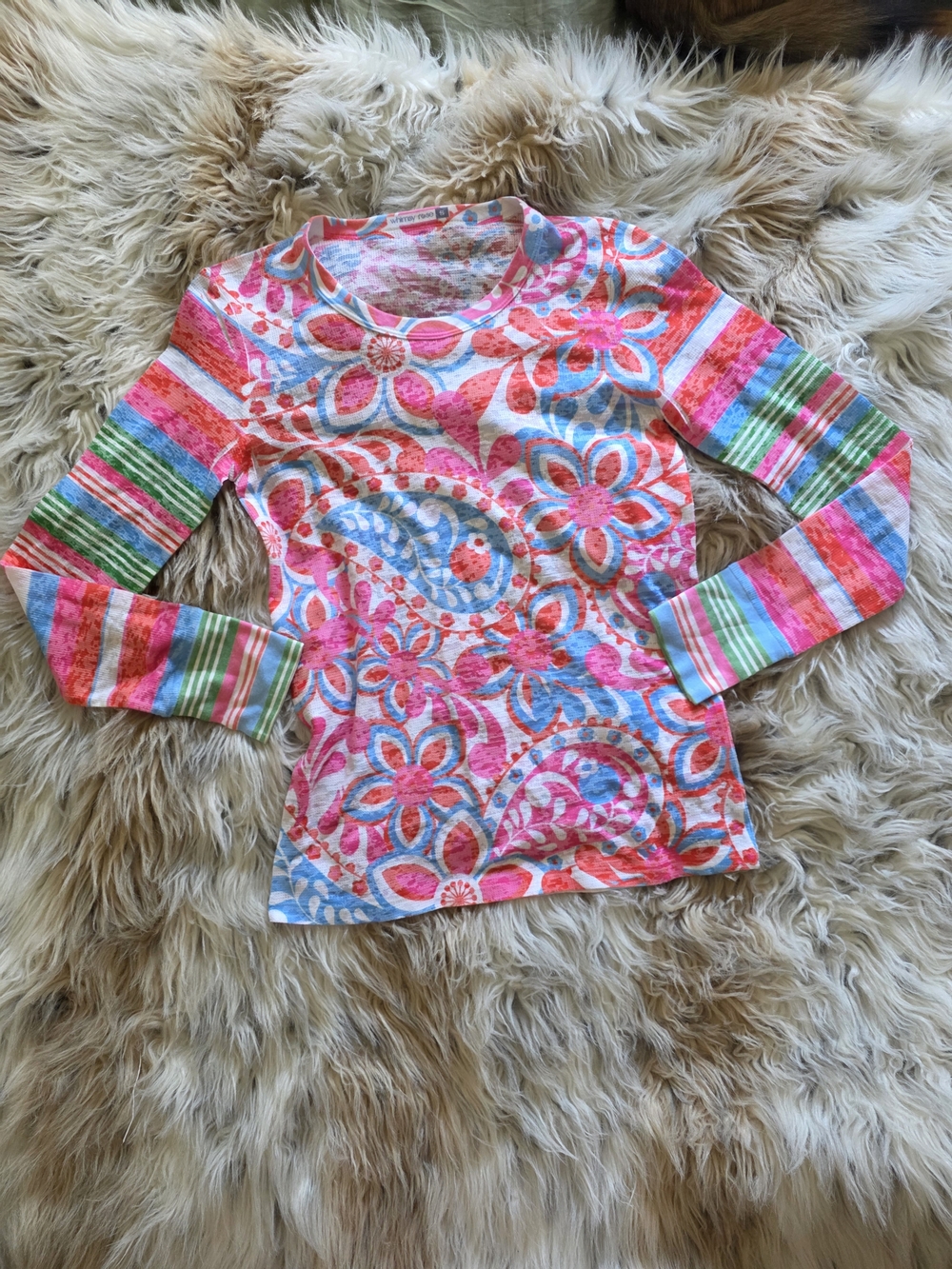 Whimsy Rose Bright Floral & Stripe Tank - Pink Blue Coral